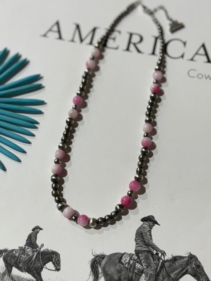 Desert Rose Pink Conch Beaded Necklace