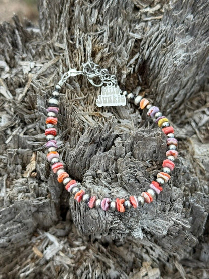 Sterling Silver Desert Sunset Shell Heishi Bead Bracelet