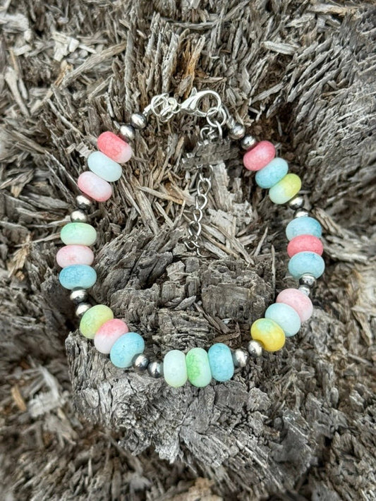 Sterling Silver Pastel Opal Beaded Bracelet