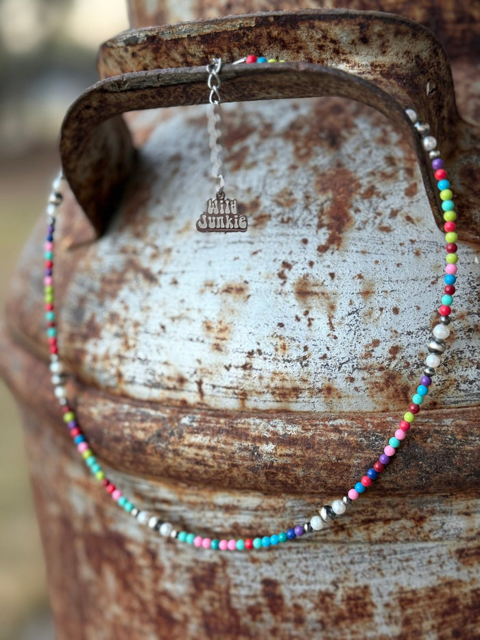 Sterling Silver Prism And Pearl Necklace