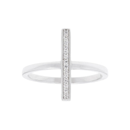 Sterling Silver Single Vertical CZ Bar Ring, Size 9 (92454)