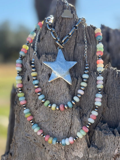 Sterling Silver Pastel Opal Chain Necklace