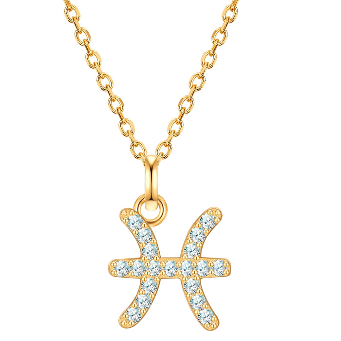 Sternzeichen Kette Fische mit Zirkonia