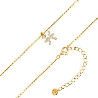 Sternzeichen Kette Fische mit Zirkonia