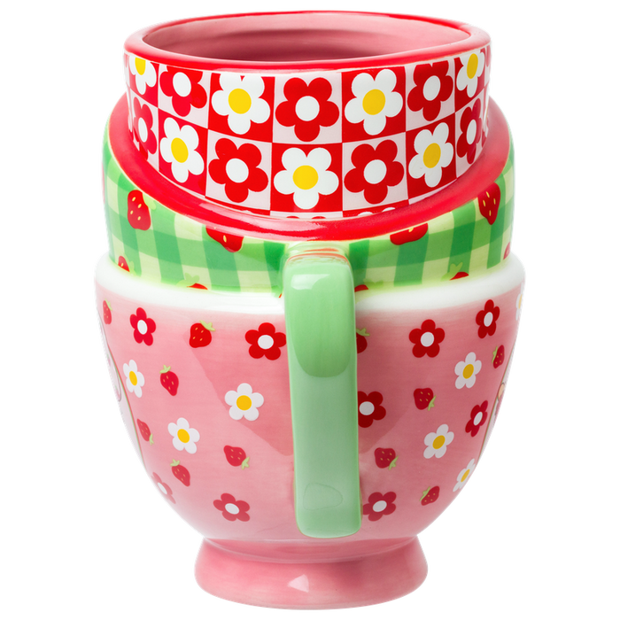 Strawberry Shortcake Picnic Floral Ceramic 3D Sculpted Mug