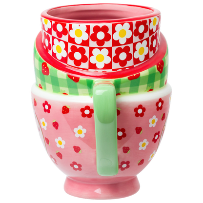 Strawberry Shortcake Picnic Floral Ceramic 3D Sculpted Mug