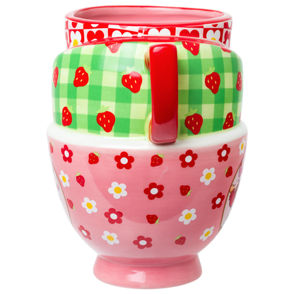 Strawberry Shortcake Picnic Floral Ceramic 3D Sculpted Mug