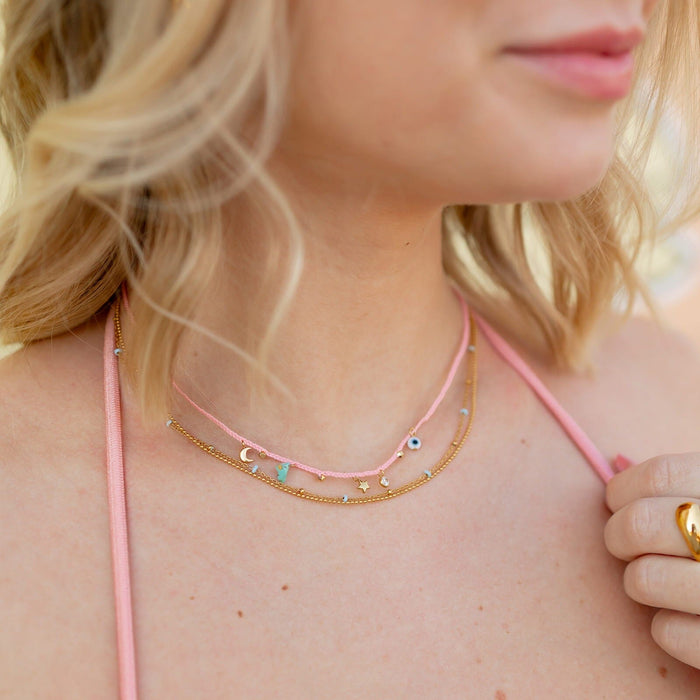 String and Chain Layered Necklace