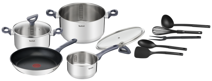 Tefal Daily Cook Stainless Steel Induction 4pc Set + Utensils