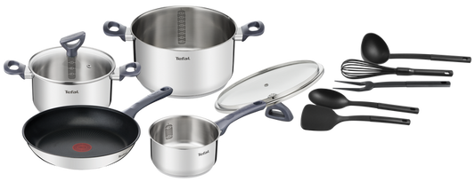 Tefal Daily Cook Stainless Steel Induction 4pc Set + Utensils
