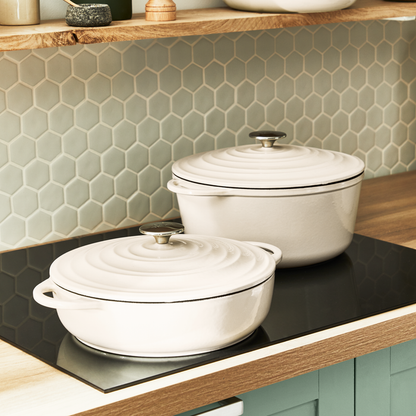 Tefal LOV Induction Cast Iron Beige Stewpot 29cm/7.4L + Lid