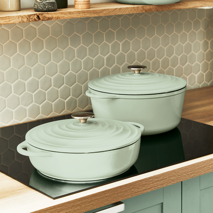 Tefal LOV Induction Cast Iron Green Lichen Stewpot 29cm/7.4L + Lid