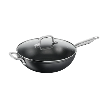 Tefal Premium Specialty Hard Anodised Induction Non-Stick Wok 32cm + Lid