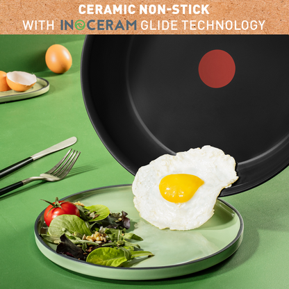 Tefal Renew Black Ceramic Non-stick Sautepan + Lid 24cm