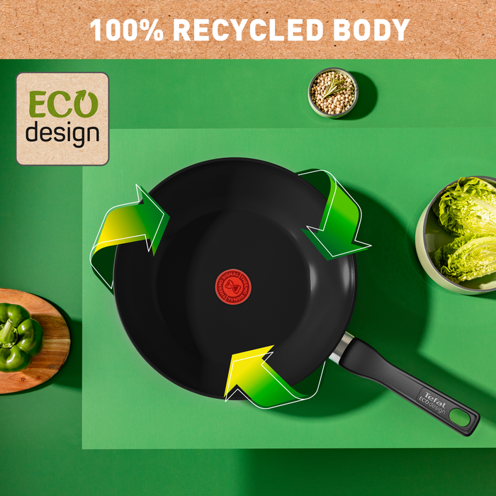 Tefal Renew Black Ceramic Non-stick Wok 28cm