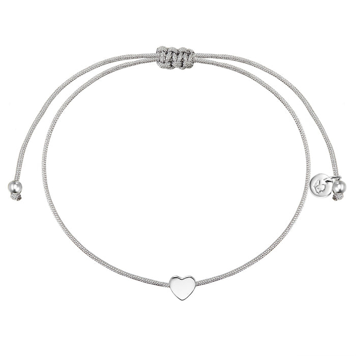 Textil Armband grau Herz silber