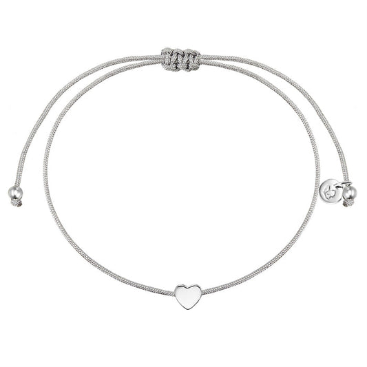 Textil Armband grau Herz silber