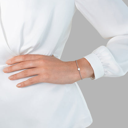 Textil Armband grau Herz silber