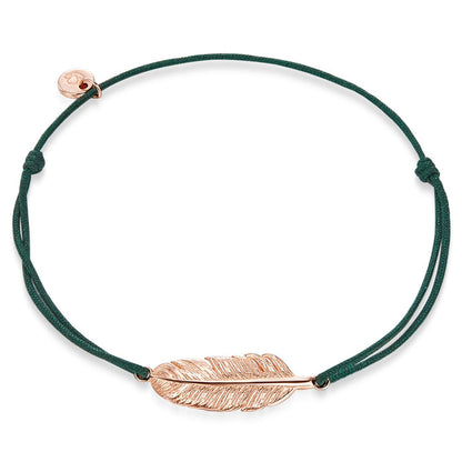 Textil Armband grün Feder roségold