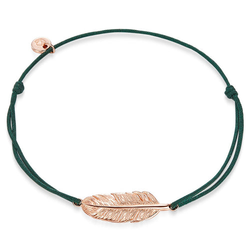 Textil Armband grün Feder roségold