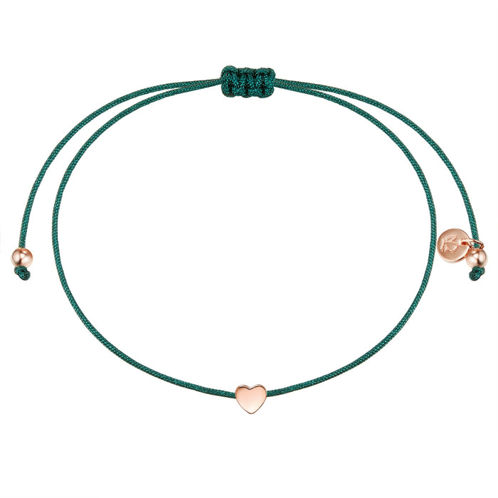Textil Armband grün Herz roségold