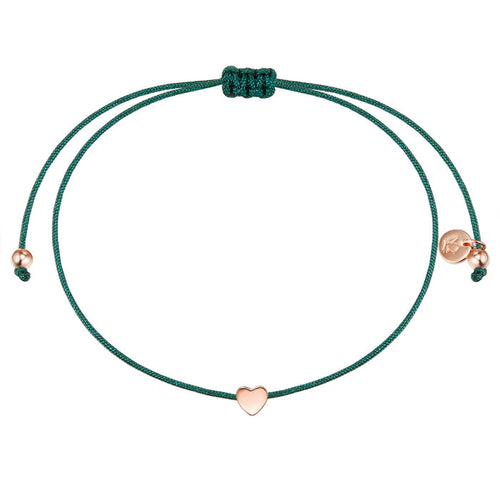 Textil Armband grün Herz roségold