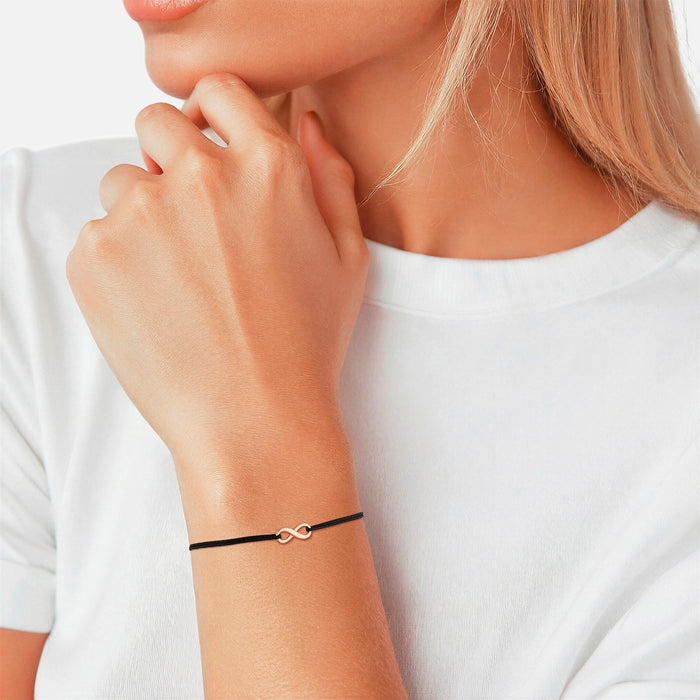 Textilarmband schwarz Infinity roségold