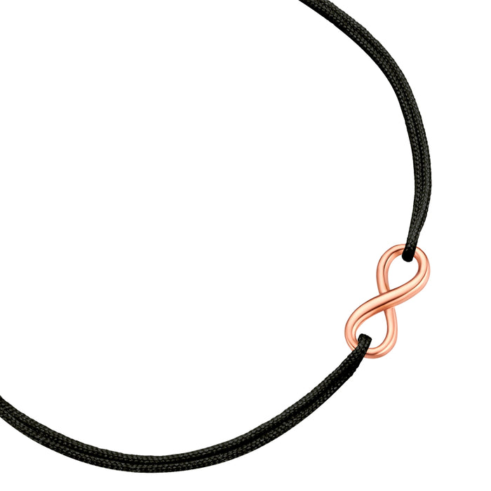Textilarmband schwarz Infinity roségold