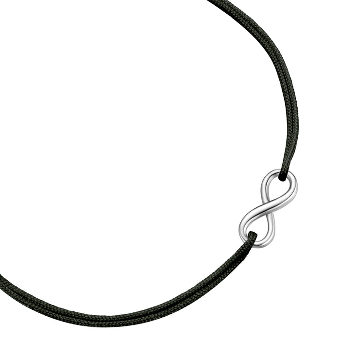 Textilarmband schwarz Infinity silber