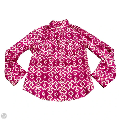 Top Long Sleeve By Michael By Michael Kors In Cream & Pink, Size: M
