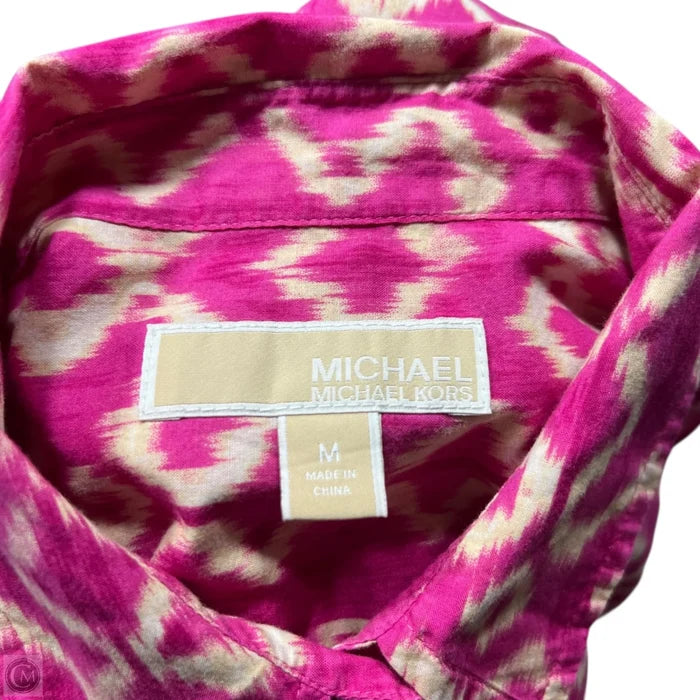 Top Long Sleeve By Michael By Michael Kors In Cream & Pink, Size: M