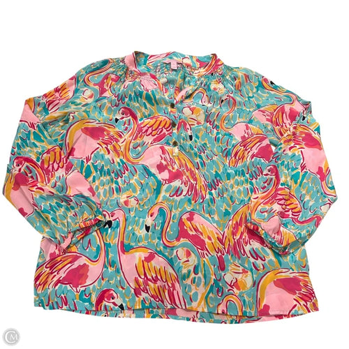 Top Long Sleeve Designer By Lilly Pulitzer In Blue & Orange, Size: S