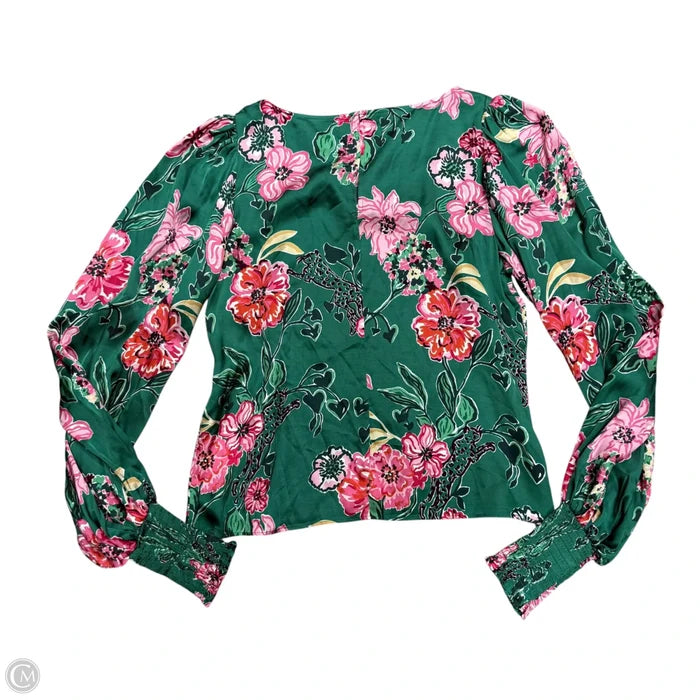 Top Long Sleeve Designer By Lilly Pulitzer In Green & Pink, Size: 4
