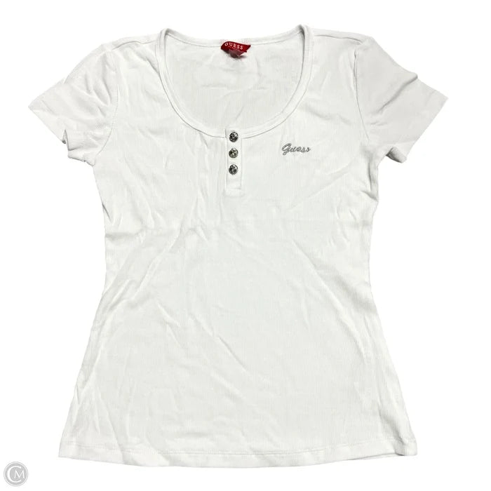 Top Short Sleeve By Guess In White, Size: L