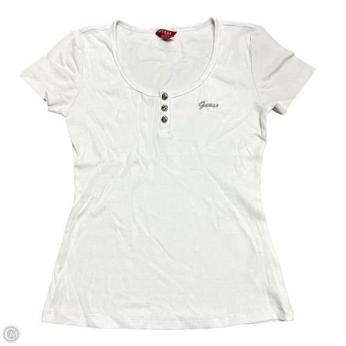 Top Short Sleeve By Guess In White, Size: L