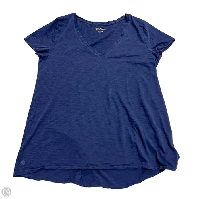Top Short Sleeve Designer By Lilly Pulitzer In Navy, Size: M
