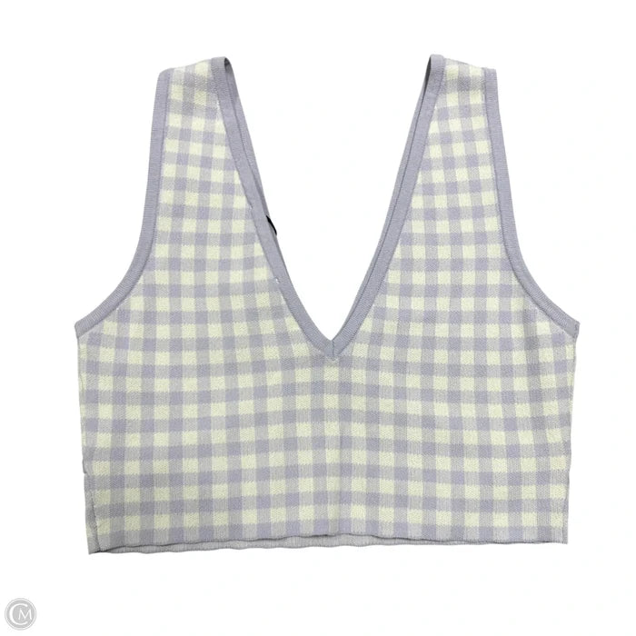 Top Sleeveless By Zara In Purple & White, Size: L
