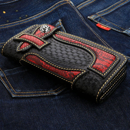 Tribal Woven Red Genuine Leather Long Biker Wallet [2]