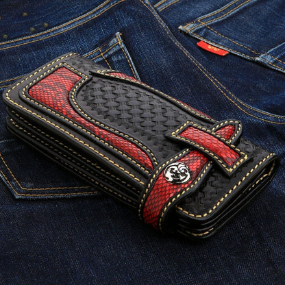 Tribal Woven Red Genuine Leather Long Biker Wallet [3]
