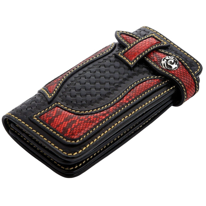 Tribal Woven Red Genuine Leather Long Biker Wallet [4]