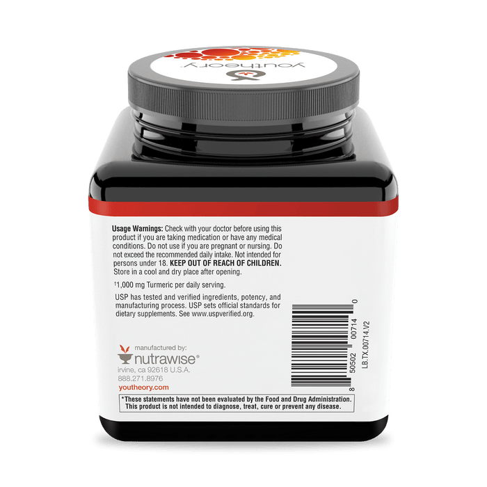 TX.00714 Youtheory Turmeric Extra Strength 60 Capsules Product Image - Back