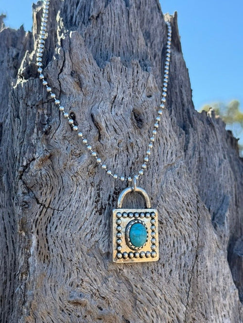 Turquoise Locket Pendant Necklace