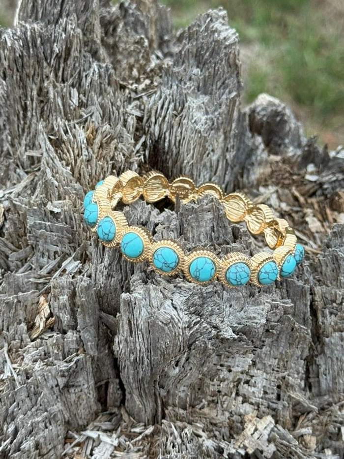 Turquoise Orbit Hinge Bangle