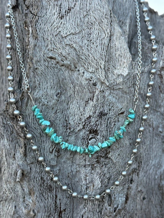 Turquoise Pearl Layered Necklace