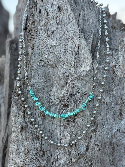 Turquoise Pearl Layered Necklace