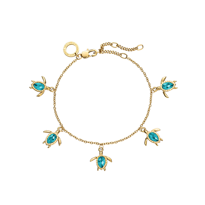 Turtle Armkette Aquamarine Gold