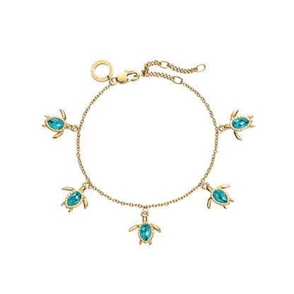 Turtle Armkette Aquamarine Gold