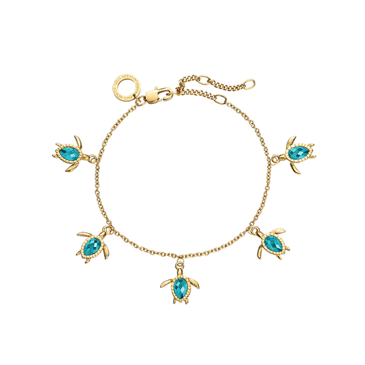 Turtle Armkette Aquamarine Gold