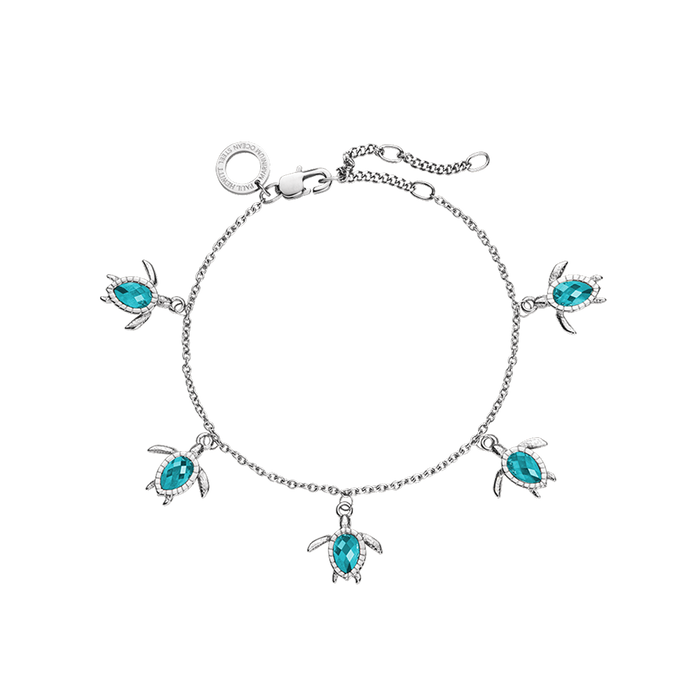 Turtle Armkette Aquamarine Silber