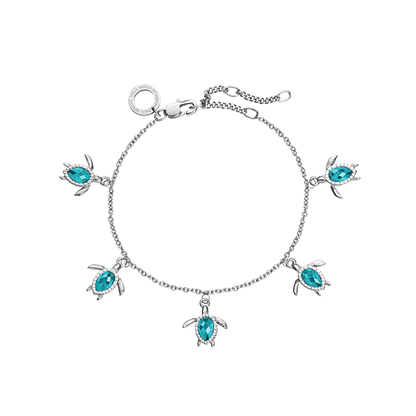 Turtle Armkette Aquamarine Silber